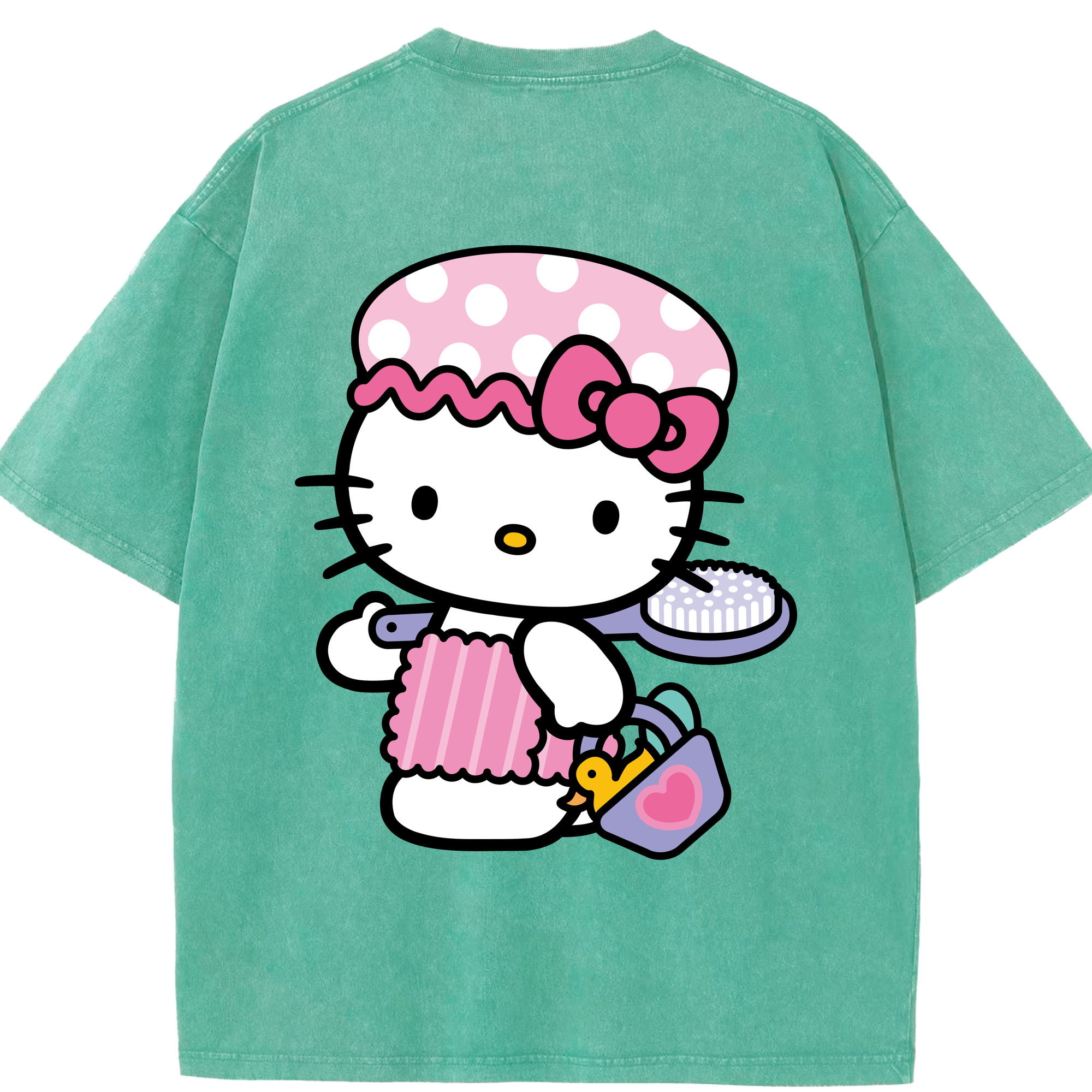 （画像用） Hello Kitty ハローキティ 綿100% ヴィンテージ風 半袖Tシャツ（背面プリント）